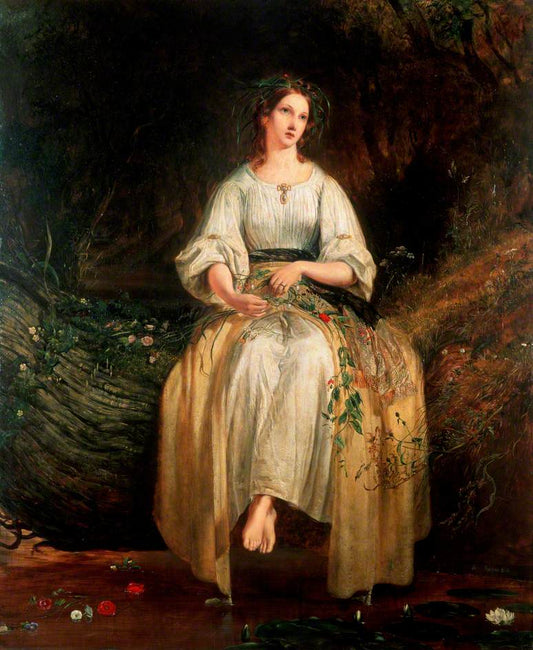 Ophelia Weaving Her Garlands, vintage artwork by Richard Redgrave, A3 (16x12") Poster Print