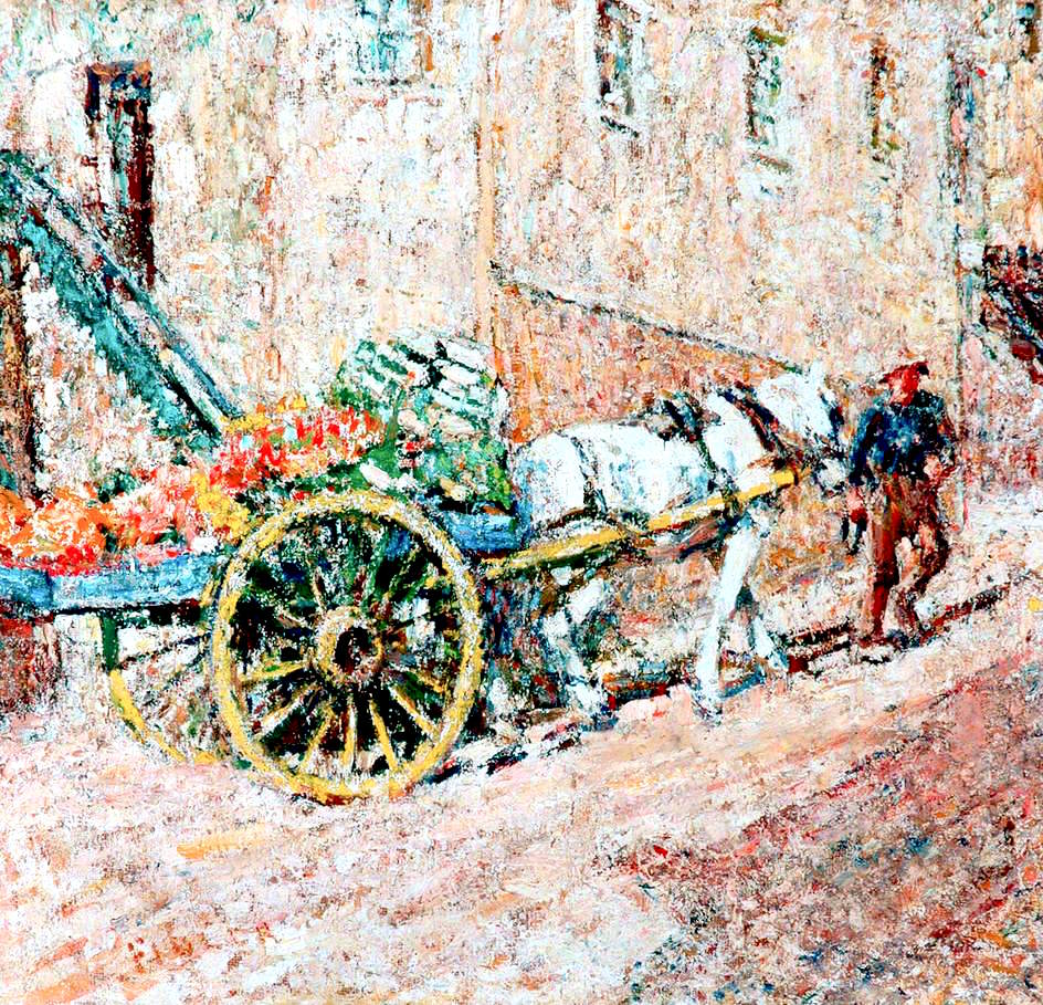 The Fruit Cart, vintage artwork by Harry Fidler, 12x8" (A4) Poster