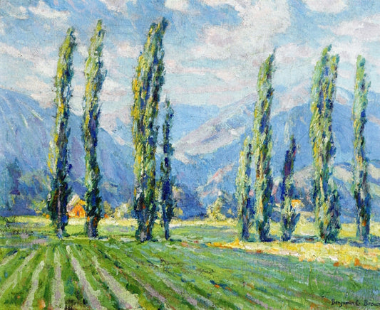 Windy Day, Pasadena, vintage artwork by Benjamin Chambers Brown, 12x8" (A4) Poster