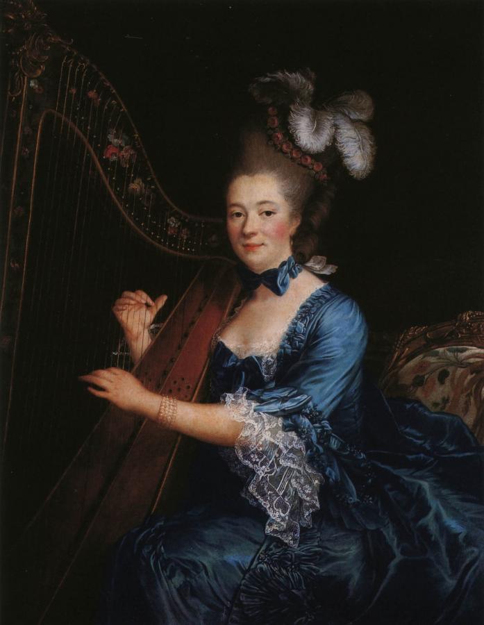 Portrait of Geneviève Rinteau de Verrières, vintage artwork by François-Hubert Drouais, 12x8" (A4) Poster