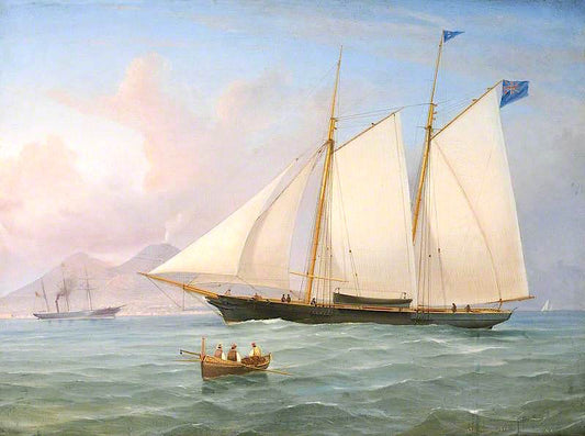 The Yacht 'Diadem', vintage artwork by Tommaso De Simone, A3 (16x12") Poster Print