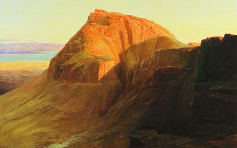 Masada (or Sebbeh) on the Dead Sea, vintage artwork by Edward Lear, A3 (16x12") Poster Print