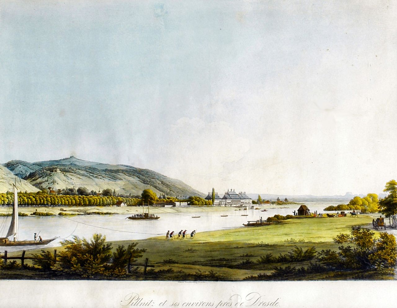 Pillnitz, vintage artwork by Christian Gottlob Hammer, 12x8" (A4) Poster