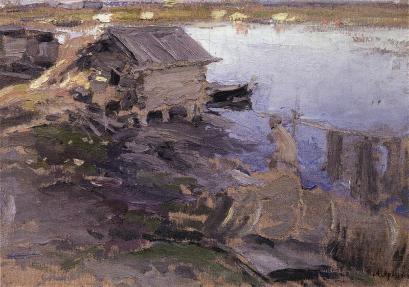 On the Riverbank by Abram Efimovich Arkhipov,A3(16x12")Poster