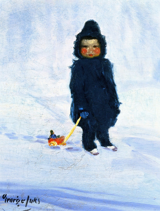 Child with Wagon, vintage artwork by George Luks, 12x8" (A4) Poster