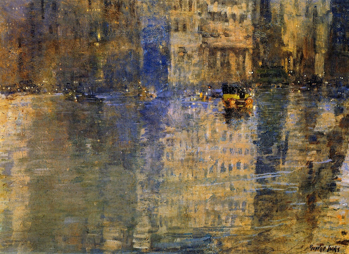 Madison Square, vintage artwork by George Luks, 12x8" (A4) Poster