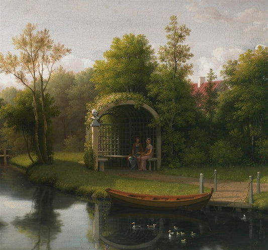 Garden at Sanderumgård, vintage artwork by Christoffer Wilhelm Eckersberg, 12x8" (A4) Poster