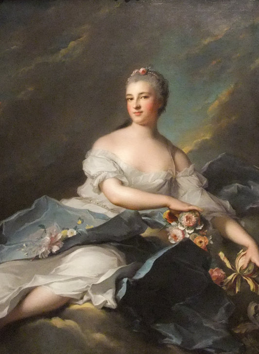 Portrait of Baronne Rigoley d'Ogny as Aurora, vintage artwork by Jean-Marc Nattier, 12x8" (A4) Poster