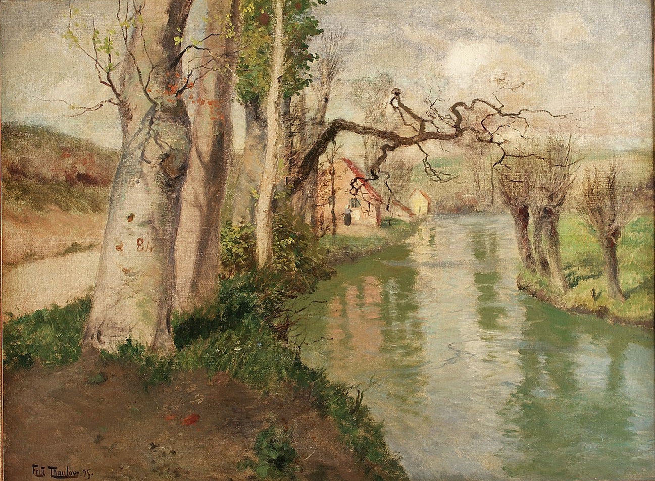 From Dieppe, France, with the River Arques, vintage artwork by Fritz Thaulow, 12x8" (A4) Poster