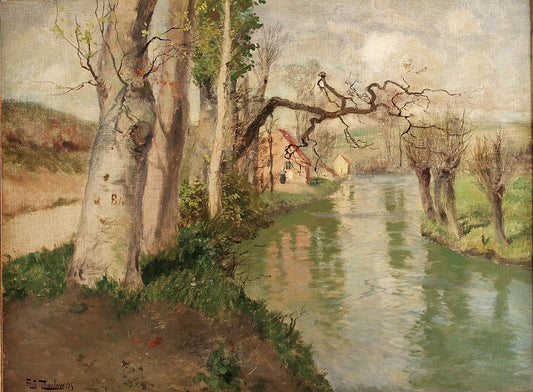 From Dieppe, France, with the River Arques, vintage artwork by Fritz Thaulow, 12x8" (A4) Poster