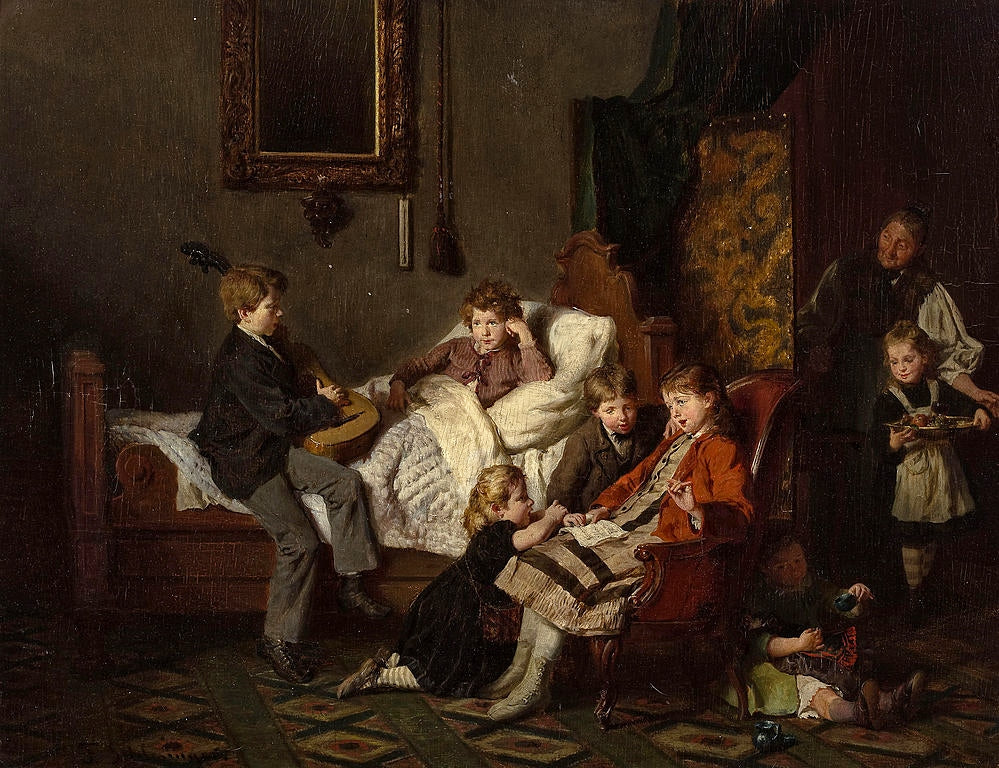Entertaining the convalescent, vintage artwork by Felix Schlesinger, 12x8" (A4) Poster