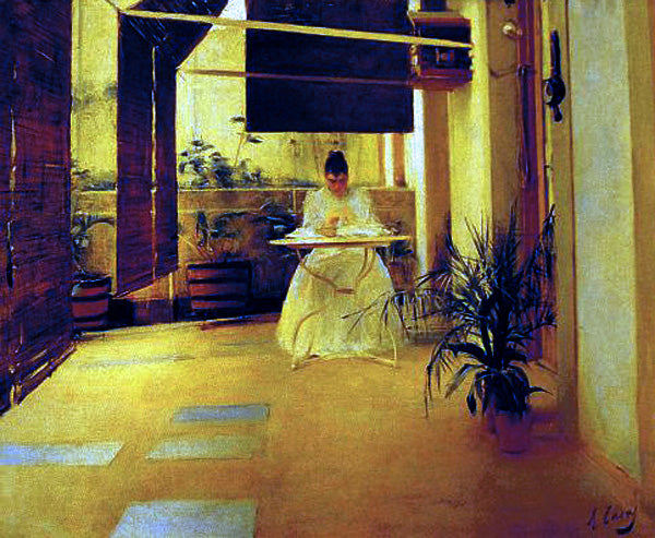 Mujer en el patio by Ramon Casas y Carbo,A3(16x12")Poster