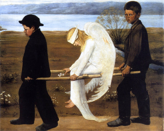 The Wounded Angel, vintage artwork by Hugo Simberg, 12x8" (A4) Poster