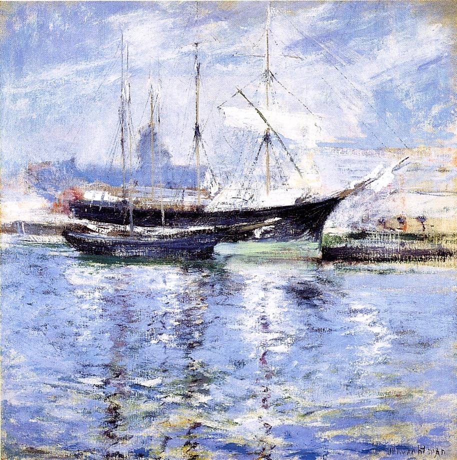 Bark and Schooner, vintage artwork by John Twachtman, 12x8" (A4) Poster
