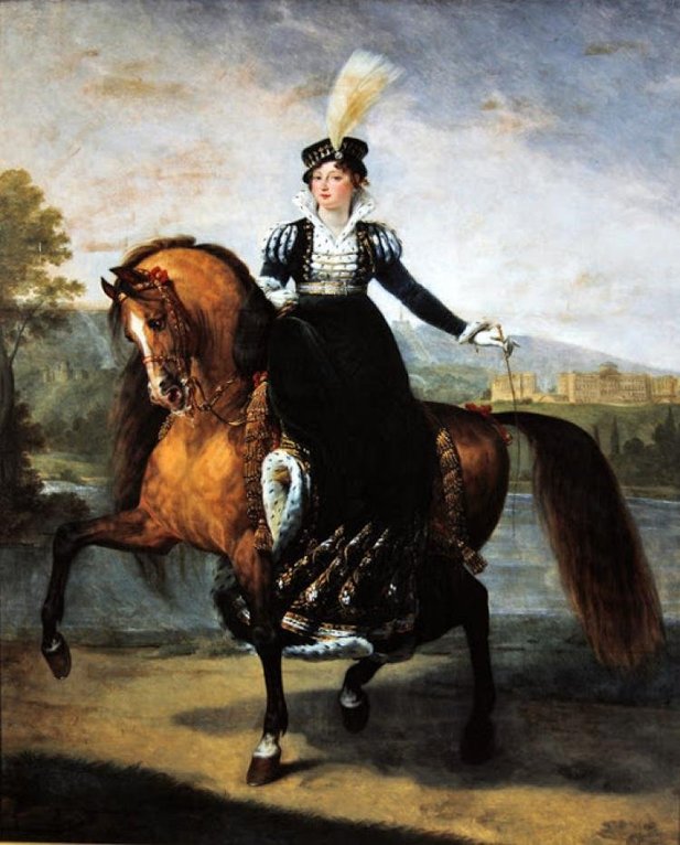 Equestrian Portrait of Catharina of Württemberg, vintage artwork by Antoine-Jean Gros, 12x8" (A4) Poster