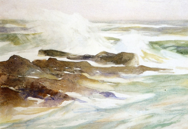 Crashing Waves, vintage artwork by Charles H. Woodbury, 12x8" (A4) Poster