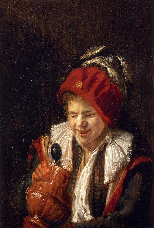 A Youth with a Jug, vintage artwork by Judith Leyster, 12x8" (A4) Poster