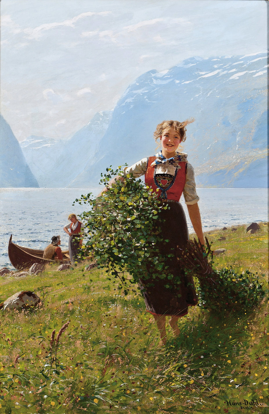 Flirtation, vintage artwork by Hans Dahl, 12x8" (A4) Poster