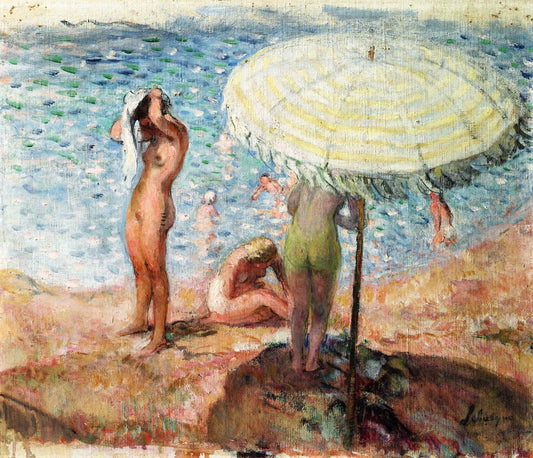 Bathers on the Beach, vintage artwork by Henri Lebasque, 12x8" (A4) Poster