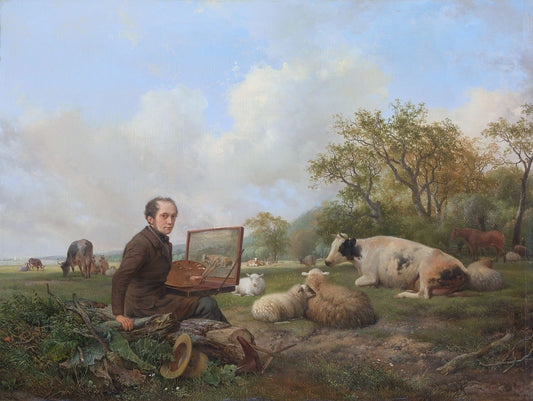 Self Portrait  in a Meadow Landscape, vintage artwork by Hendrikus van de Sande Bakhuyzen, A3 (16x12") Poster Print