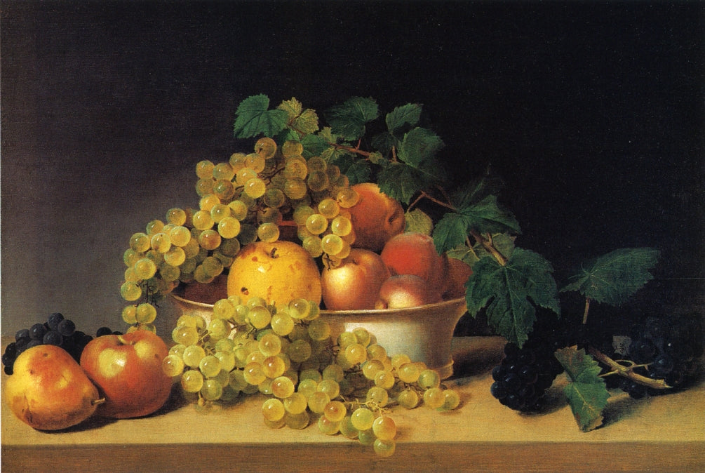 Still Life with Fruit on a Tabletop, vintage artwork by James Peale, 12x8" (A4) Poster