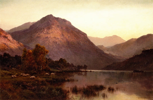 A Still Evening, Inversnaid, vintage artwork by Alfred de Breanski, Sr., 12x8" (A4) Poster