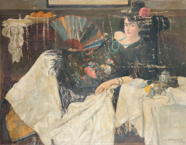 Portrait of Madame Cauvy, vintage artwork by Leon Cauvy, 12x8" (A4) Poster
