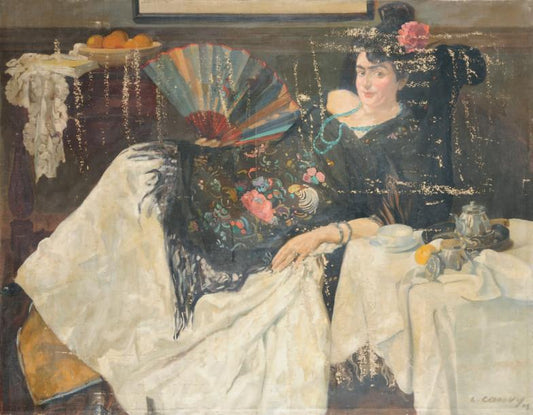 Portrait of Madame Cauvy, vintage artwork by Leon Cauvy, 12x8" (A4) Poster