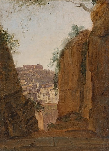 Virgil's Tomb, Naples, vintage artwork by Franz Ludwig Catel, 12x8" (A4) Poster