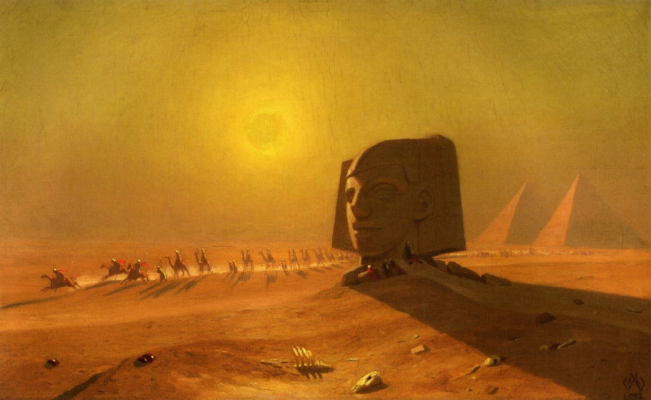 Sphinx in the Desert, vintage artwork by Marcus Waterman, 12x8" (A4) Poster