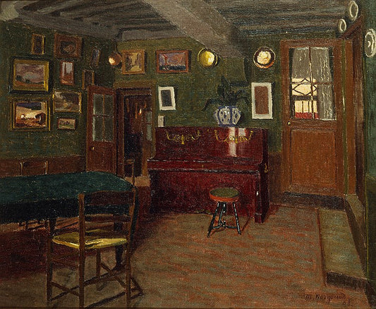Interieur au piano, vintage artwork by Marius Borgeaud, 12x8" (A4) Poster