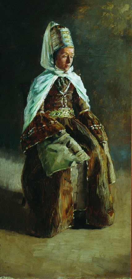 Kabardin Woman, vintage artwork by Nikolai Aleksandrovich Yaroshenko, 12x8" (A4) Poster