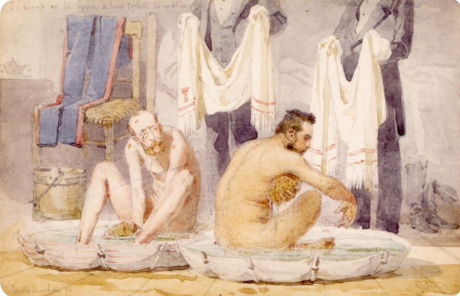 Count von Benckendorff Bathing, vintage artwork by Mihály Zichy, 12x8" (A4) Poster