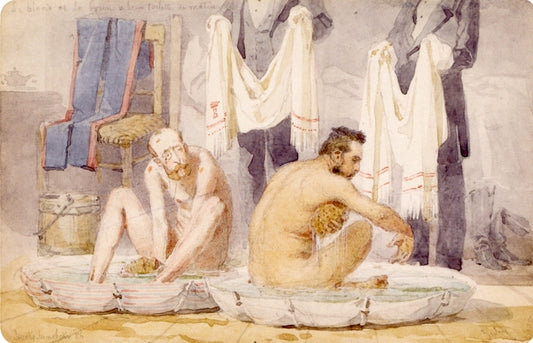 Count von Benckendorff Bathing, vintage artwork by Mihály Zichy, 12x8" (A4) Poster