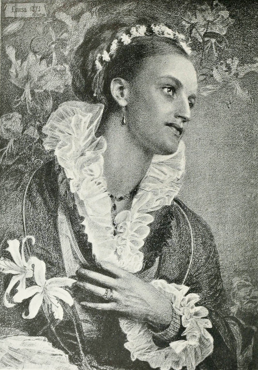 Portrait Study of Louise, vintage artwork by Anthony Frederick Sandys, 12x8" (A4) Poster