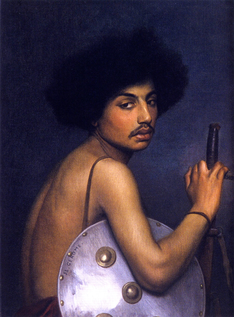 Bishari, Bust of a Warrior, vintage artwork by Jean-Leon Gerôme, 12x8" (A4) Poster