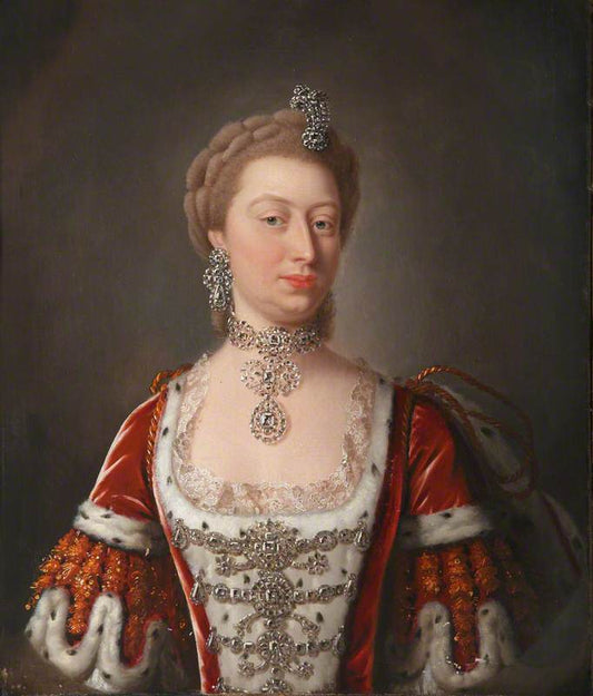 Portrait of Princess Augusta of Saxe-Gotha-Altenburg, vintage artwork by Workshop of Jean-Baptiste Van Loo, 12x8" (A4) Poster