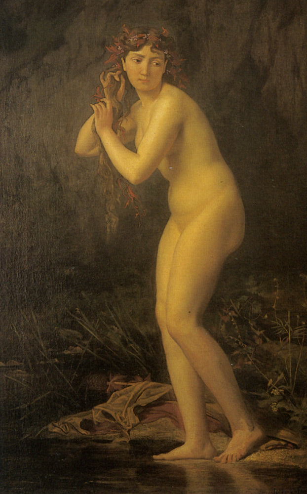A Bathing Nude, vintage artwork by Jules Joseph Lefebvre, 12x8" (A4) Poster