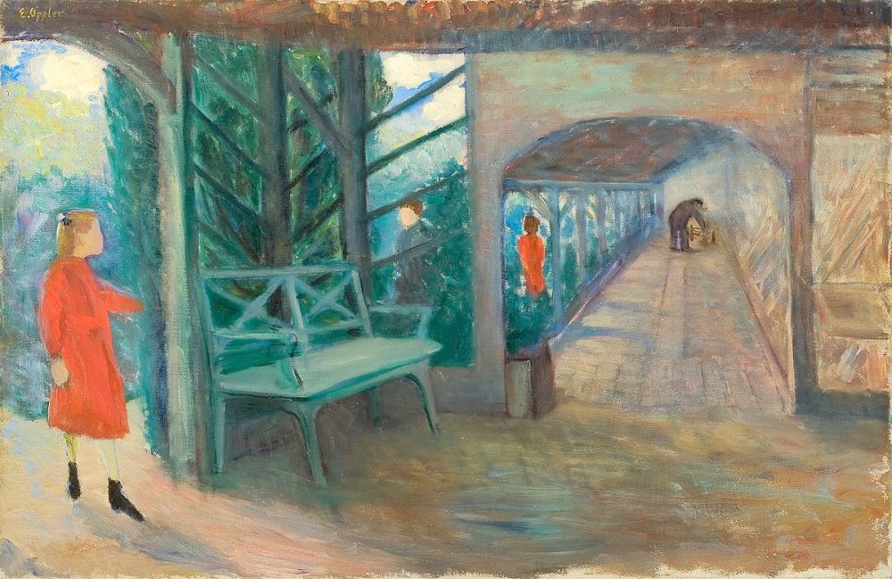 Three Girls in the Access Balcony by Ernst Oppler,A3(16x12")Poster