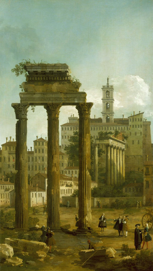 Rome:  Ruins of the Forum looking Towards the Capitol, vintage artwork by Canaletto, 12x8" (A4) Poster