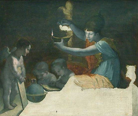 Minerva Lightening the Genius of the Arts and Sciences (unfinished), vintage artwork by Pierre-Paul Prud'hon, 12x8" (A4) Poster