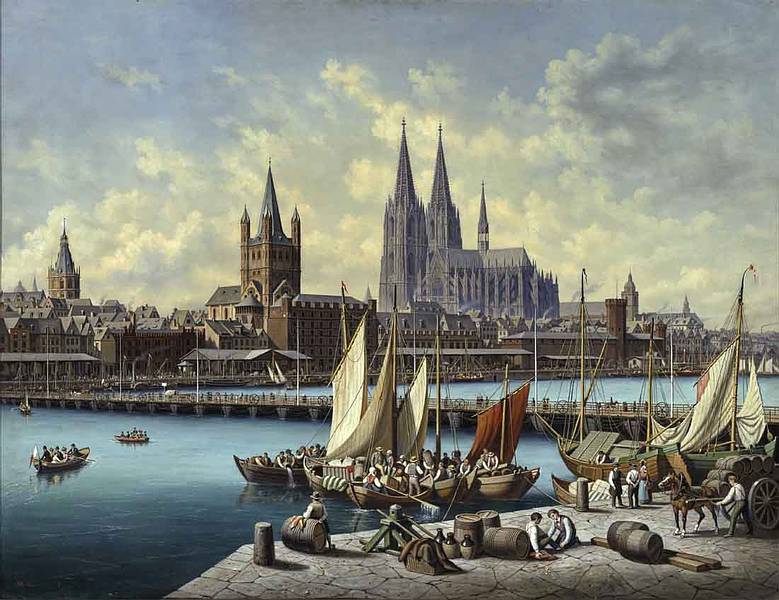 Cologne, vintage artwork by Hubert Sattler, A3 (16x12") Poster Print