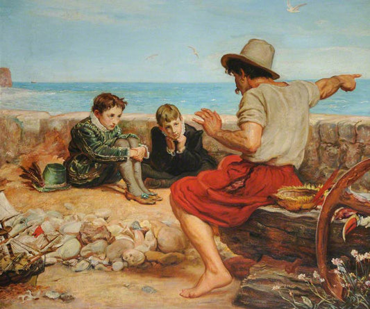 The Boyhood of Raleigh (after Millais), vintage artwork by Charles-Émile Jacque, A3 (16x12") Poster Print