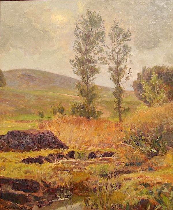 Peat on a Danish Moor, vintage artwork by Viggo Pedersen, 12x8" (A4) Poster