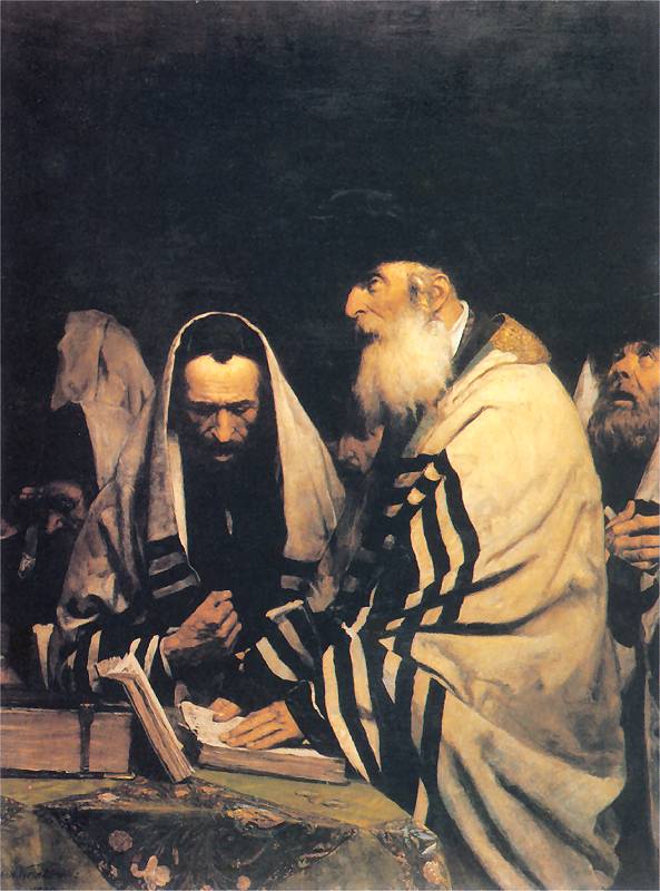 Praying Jews, vintage artwork by Anton Kozakiewicz, 12x8" (A4) Poster
