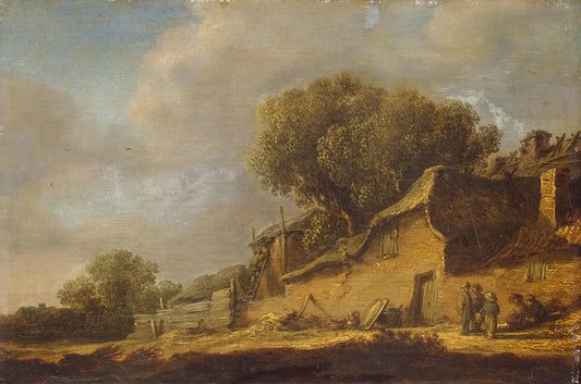 Landscape with a Peasant Cottage, vintage artwork by Jan van Goyen, 12x8" (A4) Poster