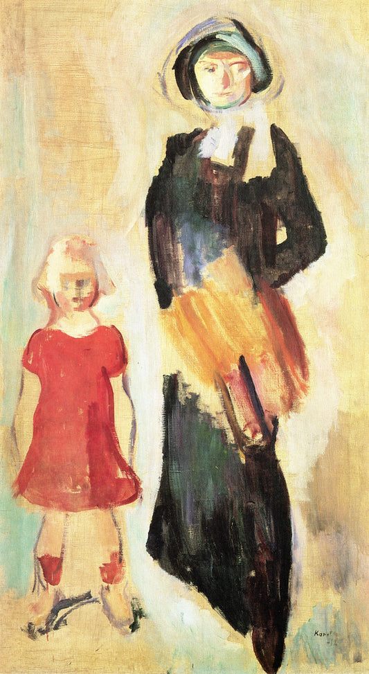 Betty Kirkeby  with Daughter, vintage artwork by Ludwig Karsten, 12x8" (A4) Poster