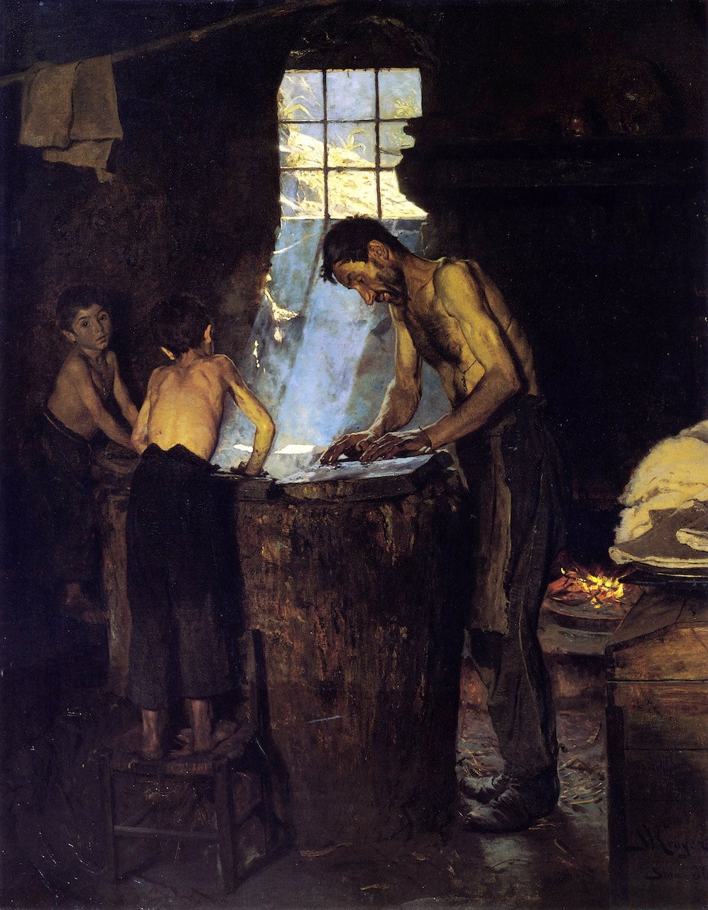 Italian Village Hatters, vintage artwork by Peder Severin Kroyer, 12x8" (A4) Poster