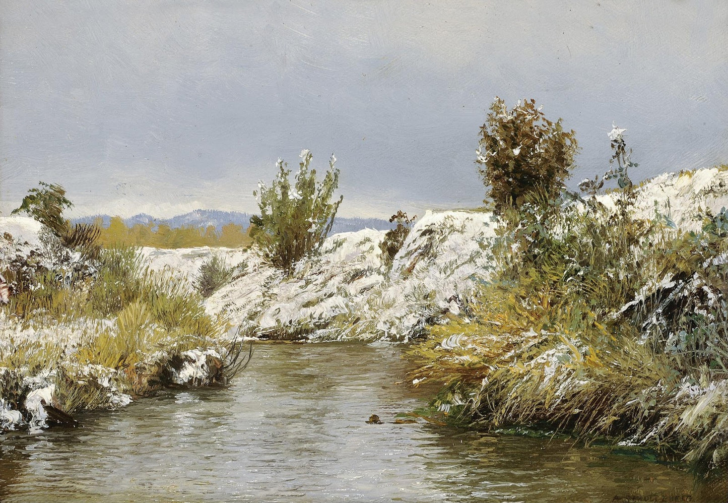 First Snow in October by Anshelm Schultzberg,A3(16x12")Poster