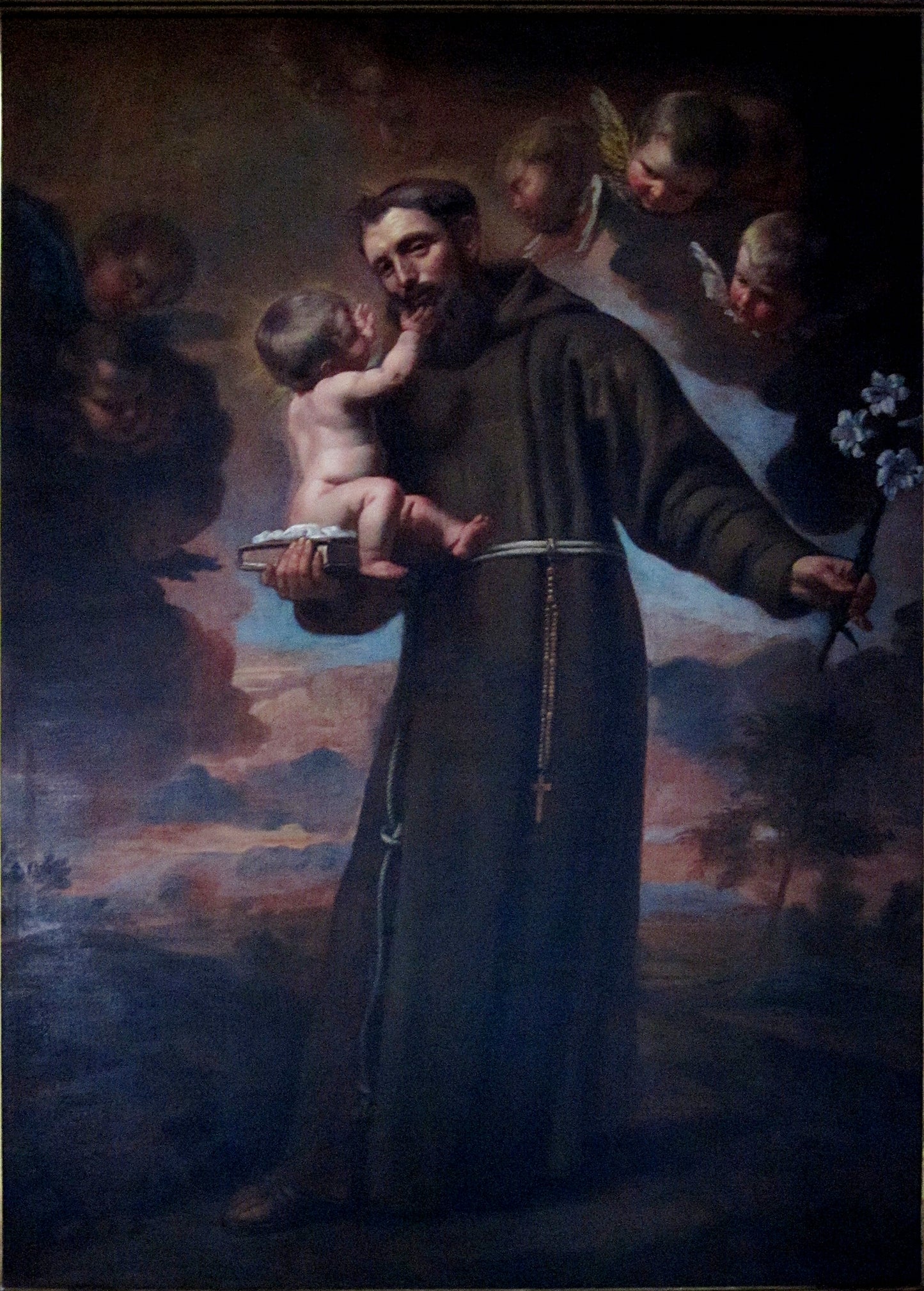 St. Anthony of Padua and Infant Jesus, vintage artwork by Jacob van Oost the Younger, 12x8" (A4) Poster